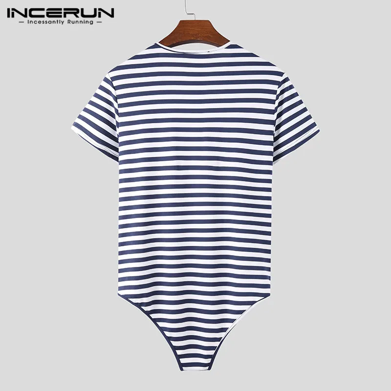 Мужская модная Сексуальная футболка для фитнеса INCERUN 2021 Мужской Полосатый боди
