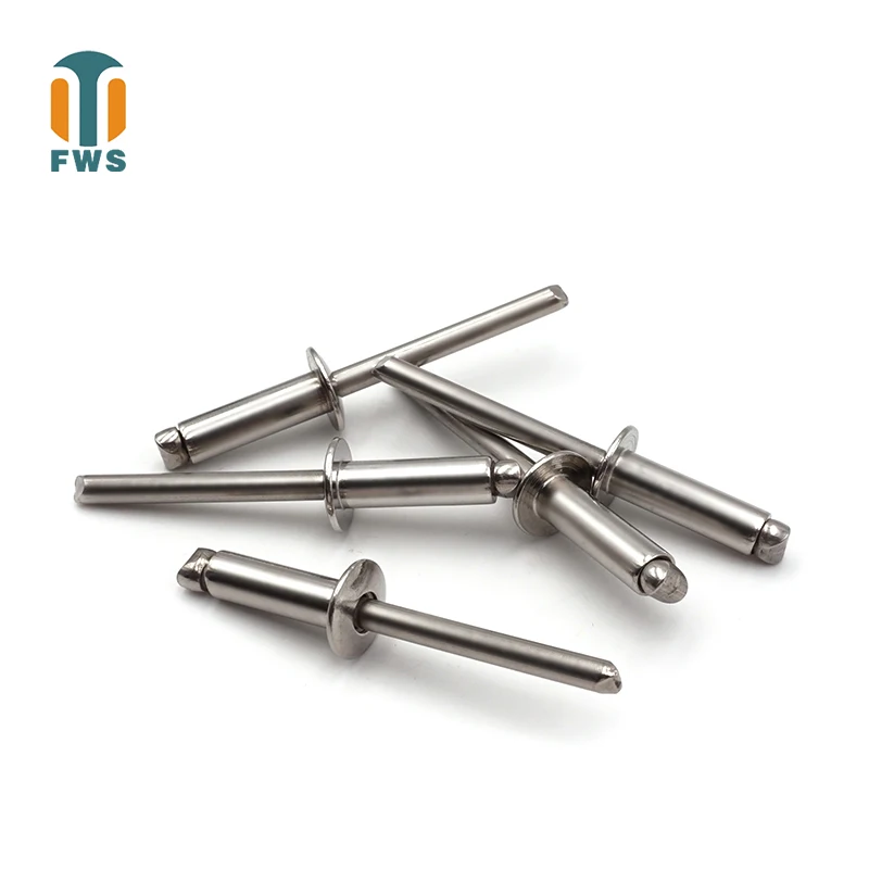 

50 PCS M4 M5 8-12mm DIN EN ISO 15983 GB /T 12618.4 Stainless Steel Open End Blind Rivets Pop Rivets With Protruding Head