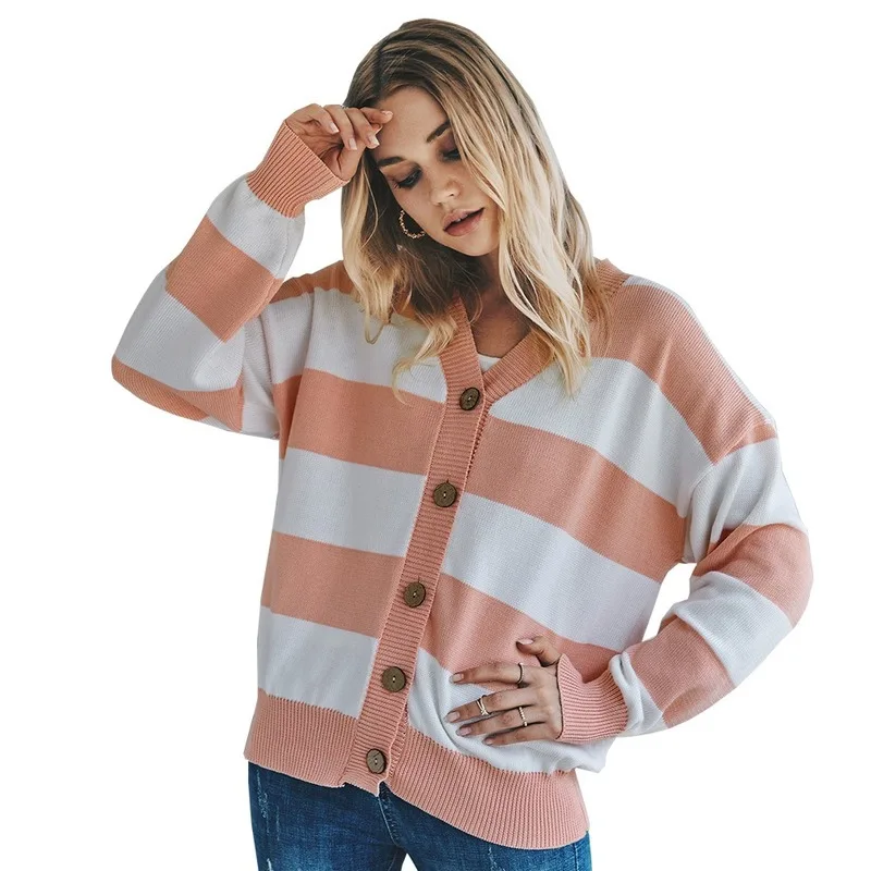 

The 2020 women's striped cardigan woolen knitwear comfortable fashion women's autumn and winter new products to keep warm
