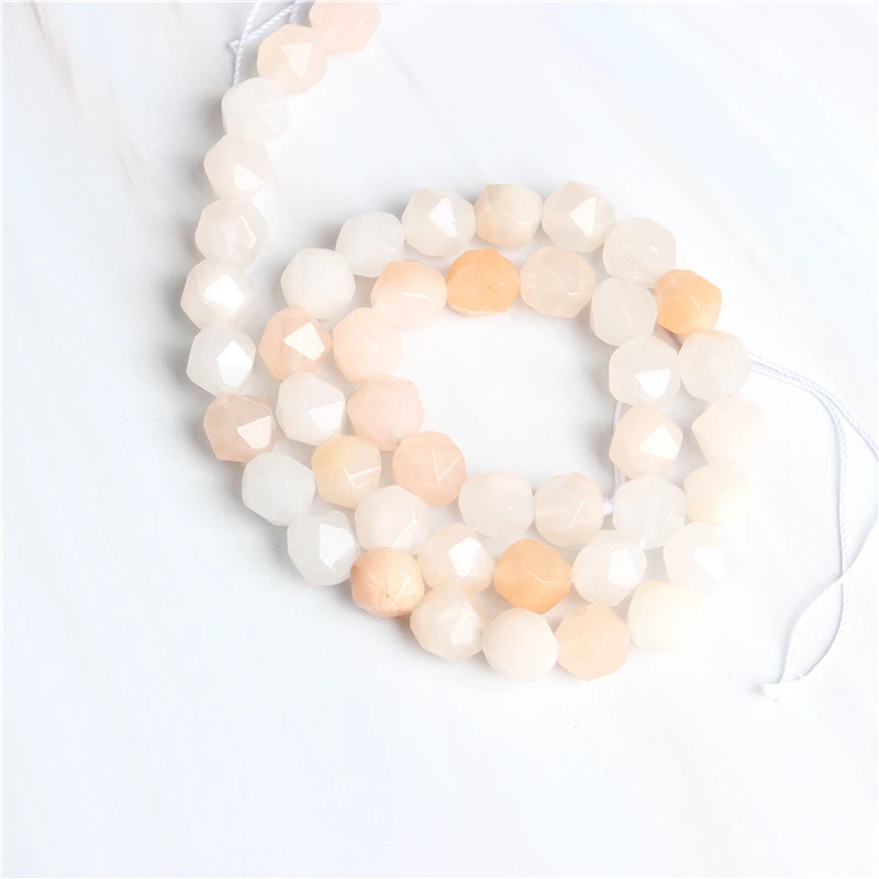 

LIngXiang 6/8/10/12mm naturally carves small flat Powder dongling loose beads for jewelry DIY stone bracelets and necklaces