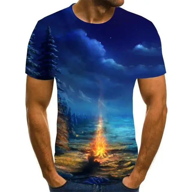 

2020 New Men 3D T-shirt Casual Short Sleeve O-Neck Fashion Nature Printed t shirt Men Tees