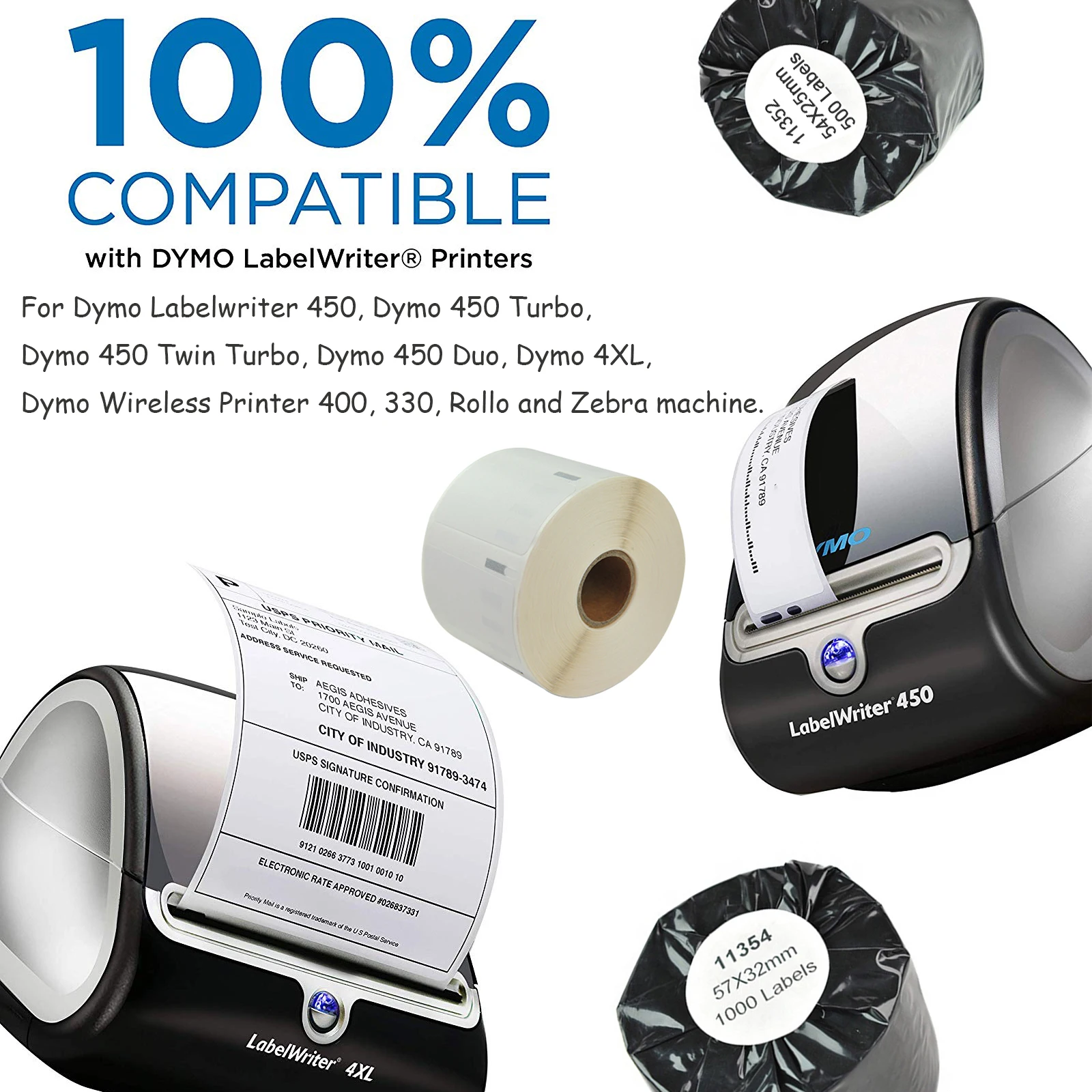 CIDY 2 рулона совместимые с Dymo 99010 этикетка 28*89 мм 130 шт./рулон совместимы LabelWriter 400 450
