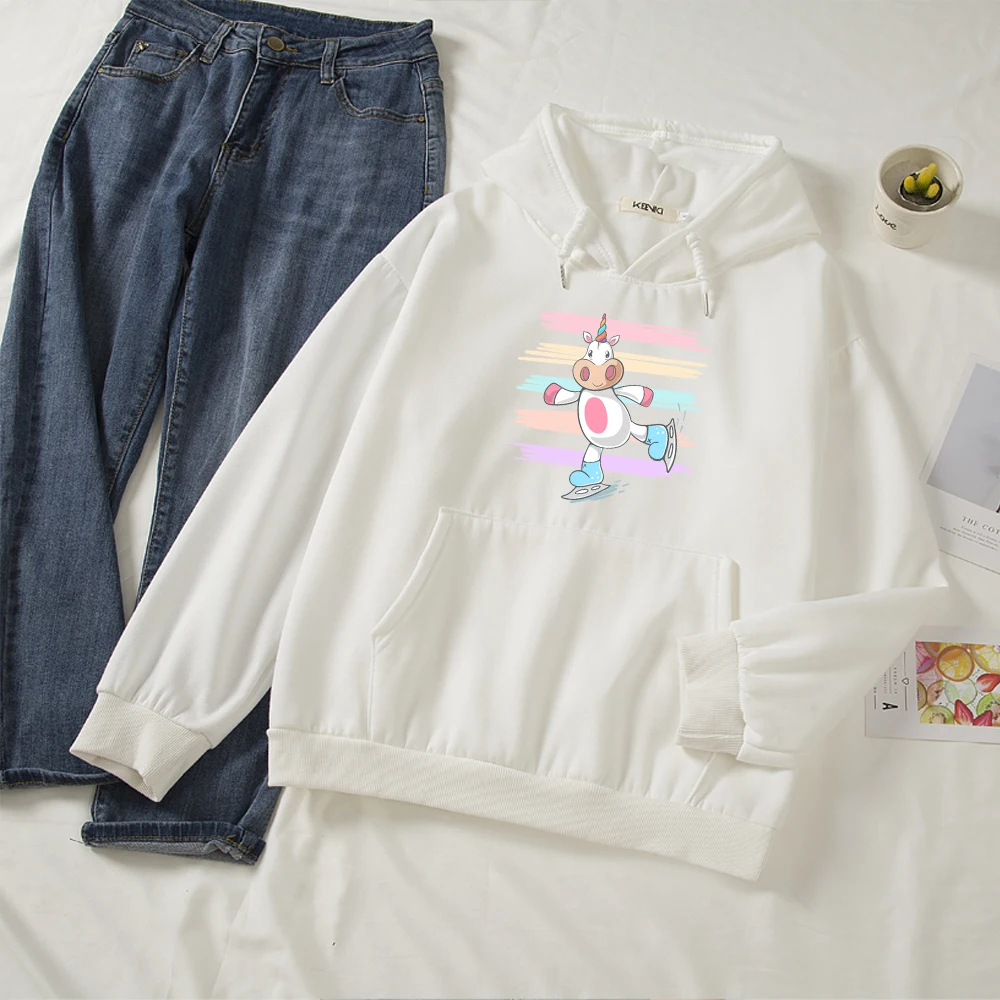 

Милые толстовки в стиле Харадзюку из коровьей хлопка, женские теплые пальто с длинным рукавом и капюшоном, пальто, пуловеры, женская спортивная одежда