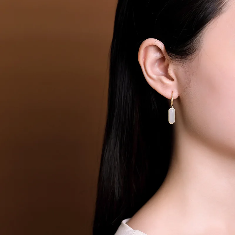 925 серебро с красными/нефрит/белый натуральный камень геометрические длинные