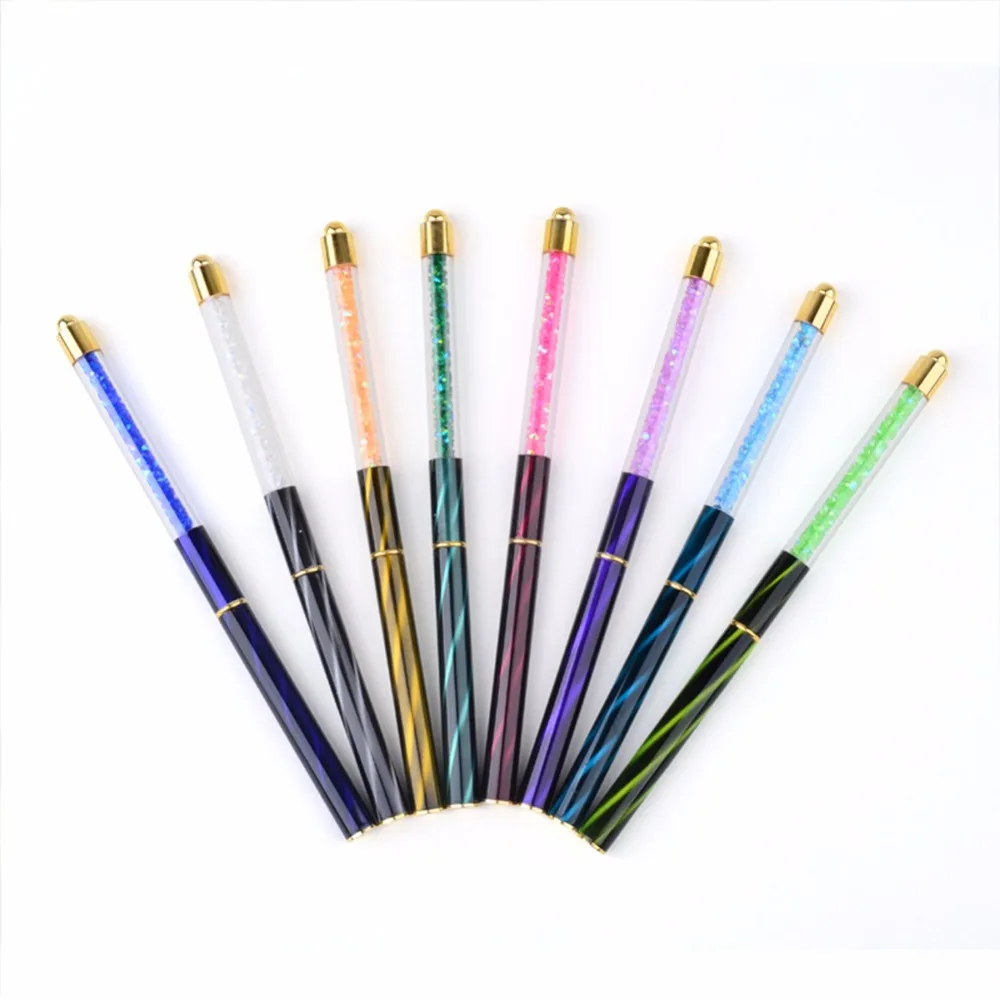

New 1 Pcs Cat Eye Rhinestones Nail Art Brush Gradient Drawing Painting Pen Liner Flat Brushes DIY UV Gel Polish Nail Tools