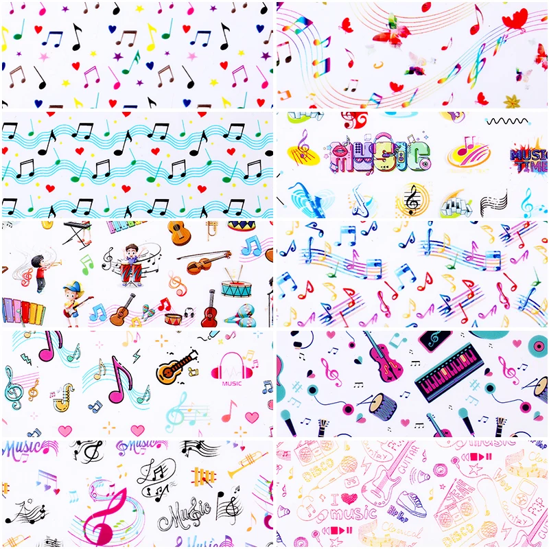 

10pcs Nail Foils Holographics Snowflake Paper Christmas Music Symbol Nail Art Transfer Sticker Slider Nail Art Decal Decoration