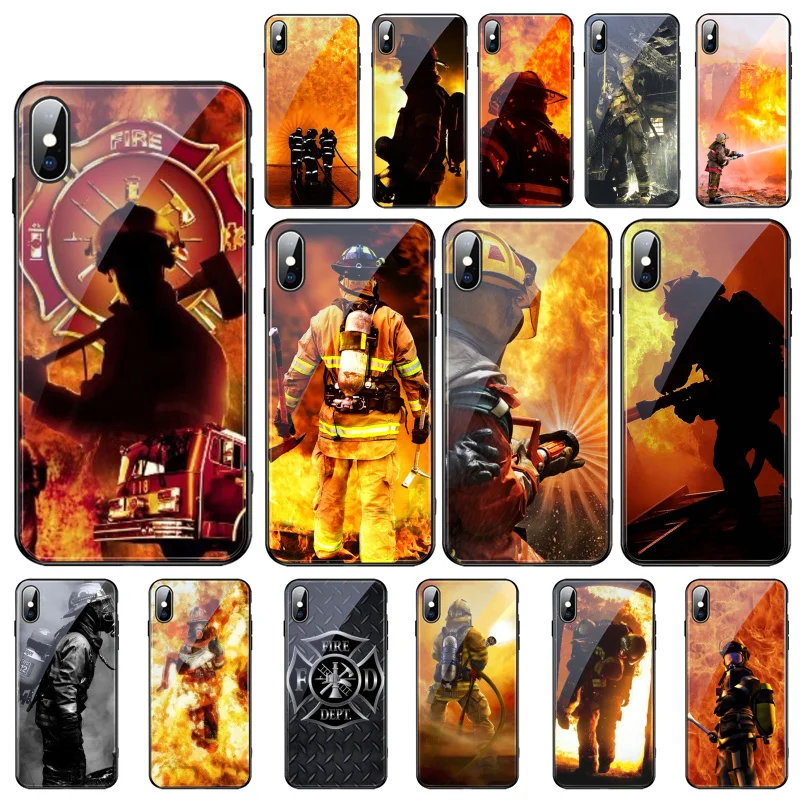 

Firefighter Heroes Fireman Glass phone case For iphone 13 Pro Max For iphone 12 11 Pro Max XS XR X 8 7 Plus SE2 Case