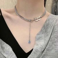 european and american personality wild letter b stainless steel necklace simple temperament short clavicle chain female