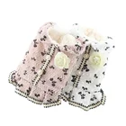 Осенне-зимнее искусственное пальто Lollypop с цветком, теплое пальто для домашних животных, розовые платья для собак для маленьких собак и девочек