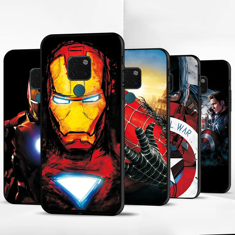 Для huawei mate 10 Lite mate 20 Pro чехол-накладка Marvel Мстители Капитан Америка Железный человек черный ТПУ для huawei Nova 2 3 2i 3i 3e