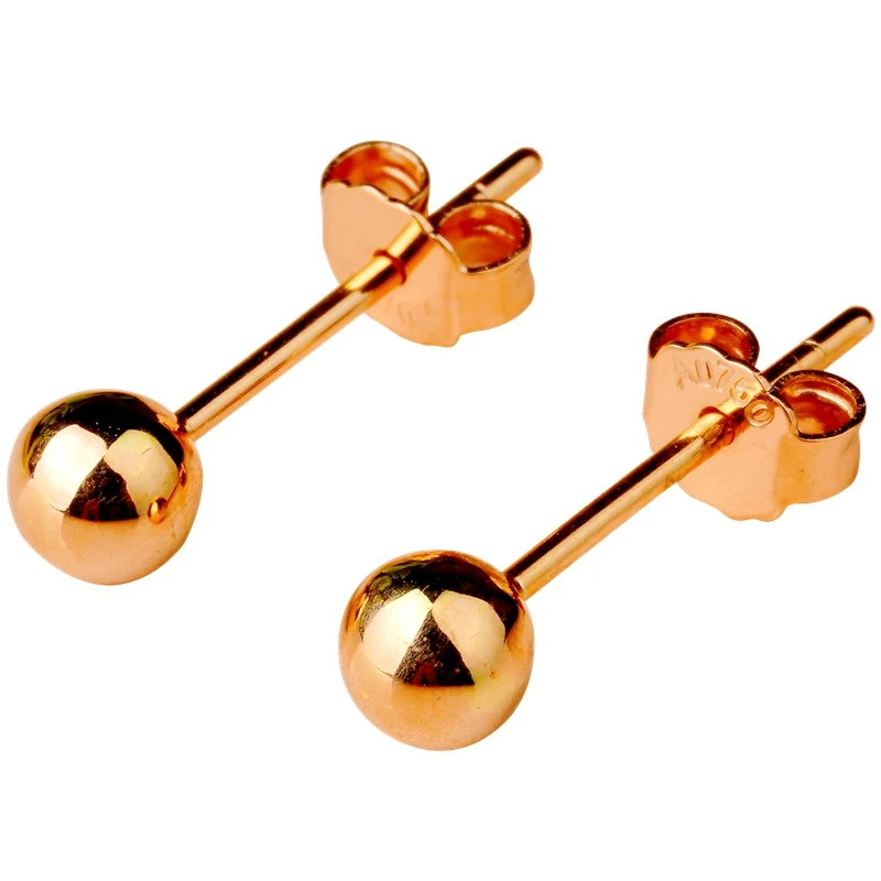 Настоящее чистое 18k розового белого и желтого цвета золото серьги удачи гладкая 5