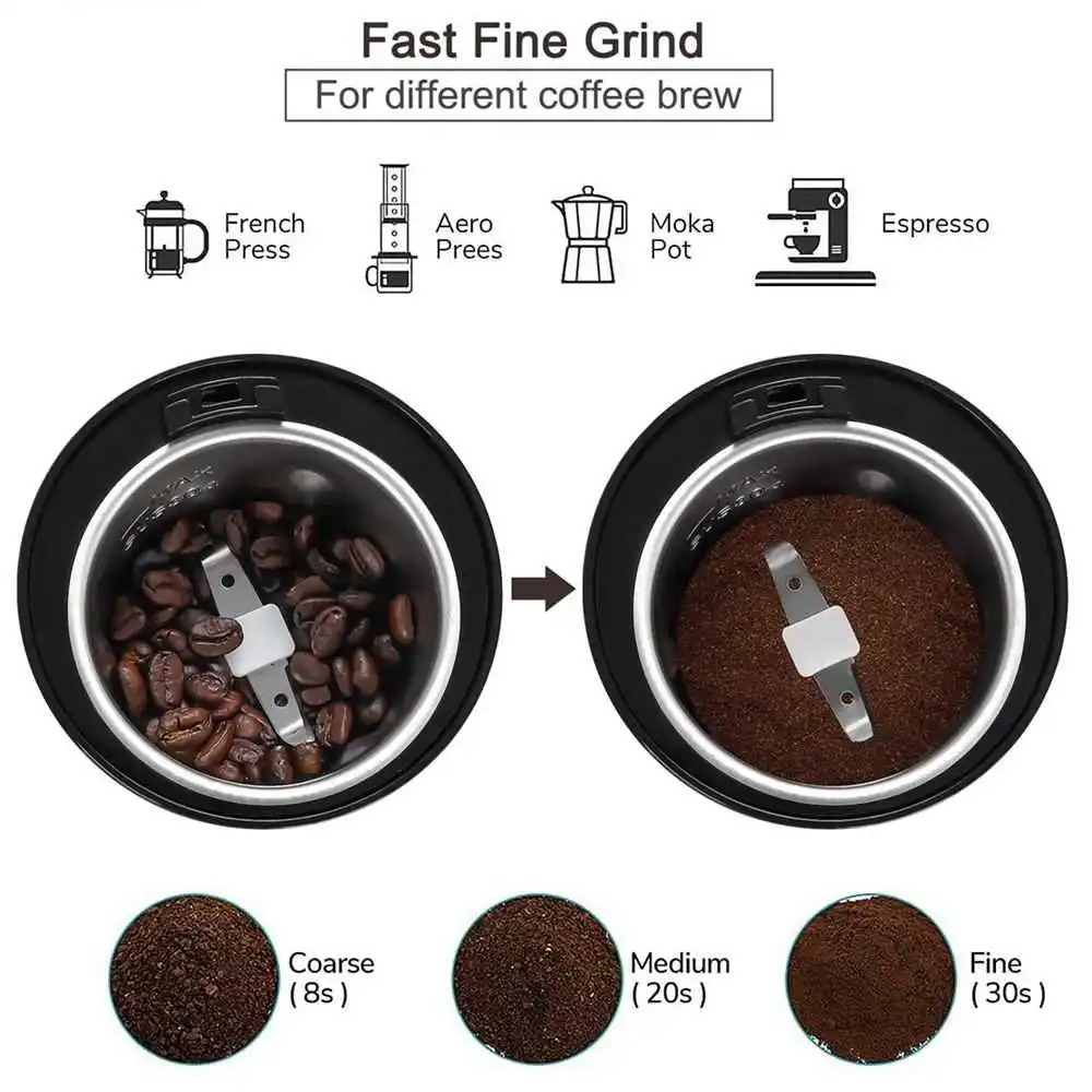 Kaufen 400W Kaffeemühle Elektrische Kaffee Maschine 304 Edelstahl 220V Elektrische Grinder Für Kaffee Bohnen Mutter Samen Gewürze Kräuter