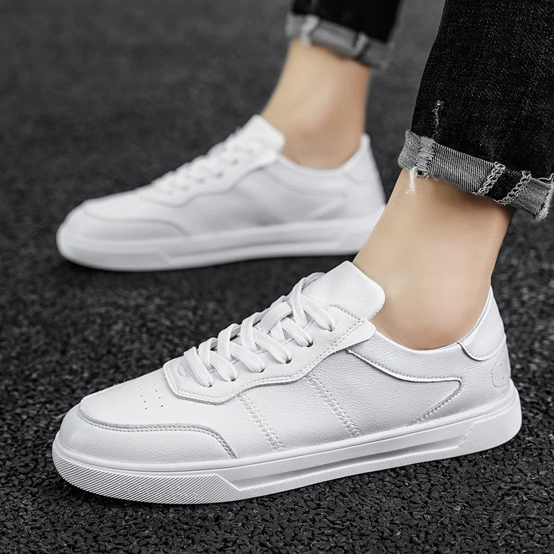 

Мужские кожаные туфли на вулканизированной подошве, водонепроницаемые Нескользящие мотоциклетные туфли на плоской платформе для скейтбор...