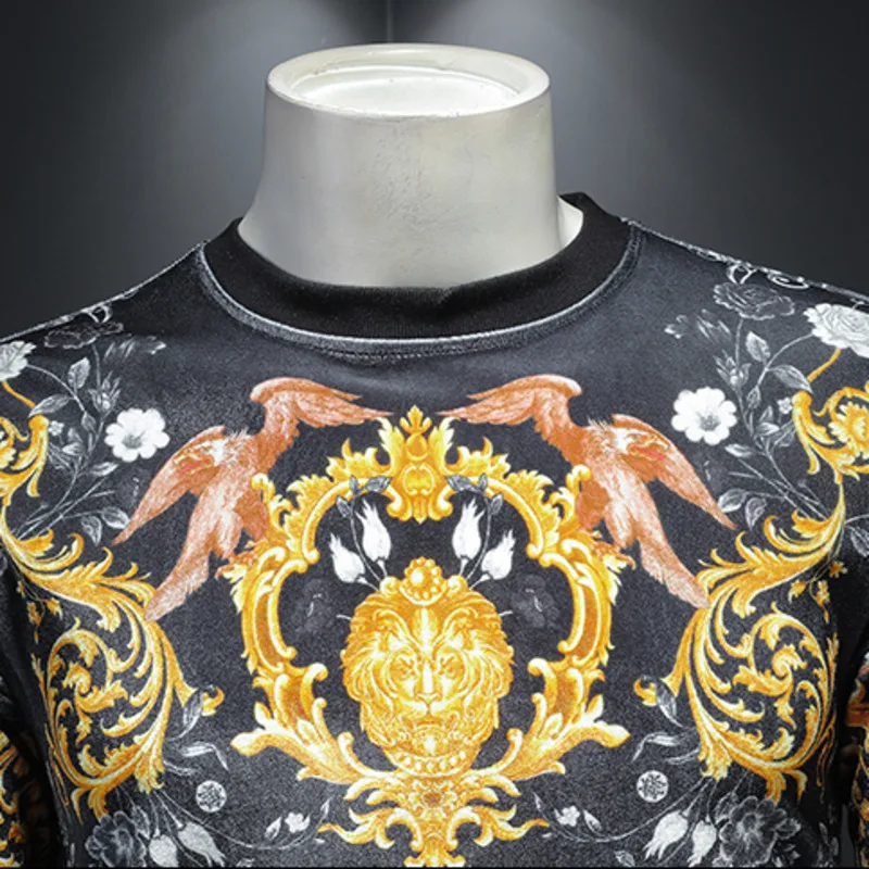 Толстовка мужская корейский черный золотой Дворцовый с принтом | Толстовки и