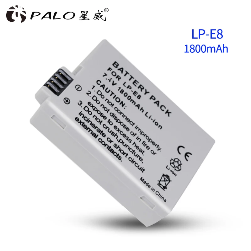 PALO 2 шт. LP-E8 LP E8 LPE8 1800 мАч камера Батарея+ светодиодный двойной Зарядное устройство для цифровой однообъективной зеркальной камеры Canon EOS 550D 600D 650D 700D Rebel T2i T3i T4i T5i - Цвет: LP-E8X1