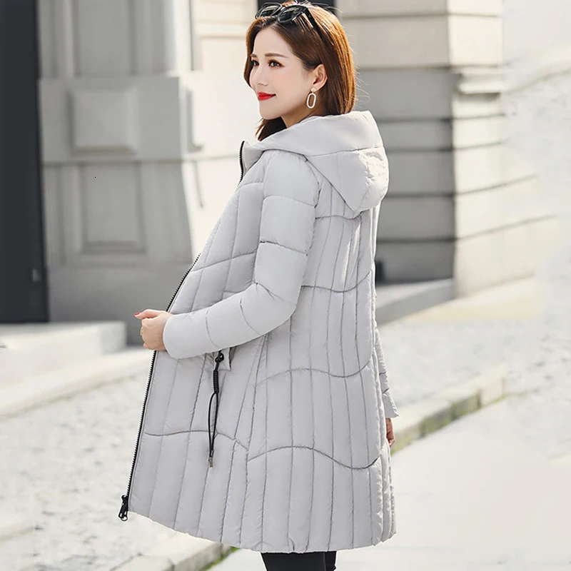 Длинное зимнее пальто для женщин 2019 с высоким воротником и облегающим пушистым |