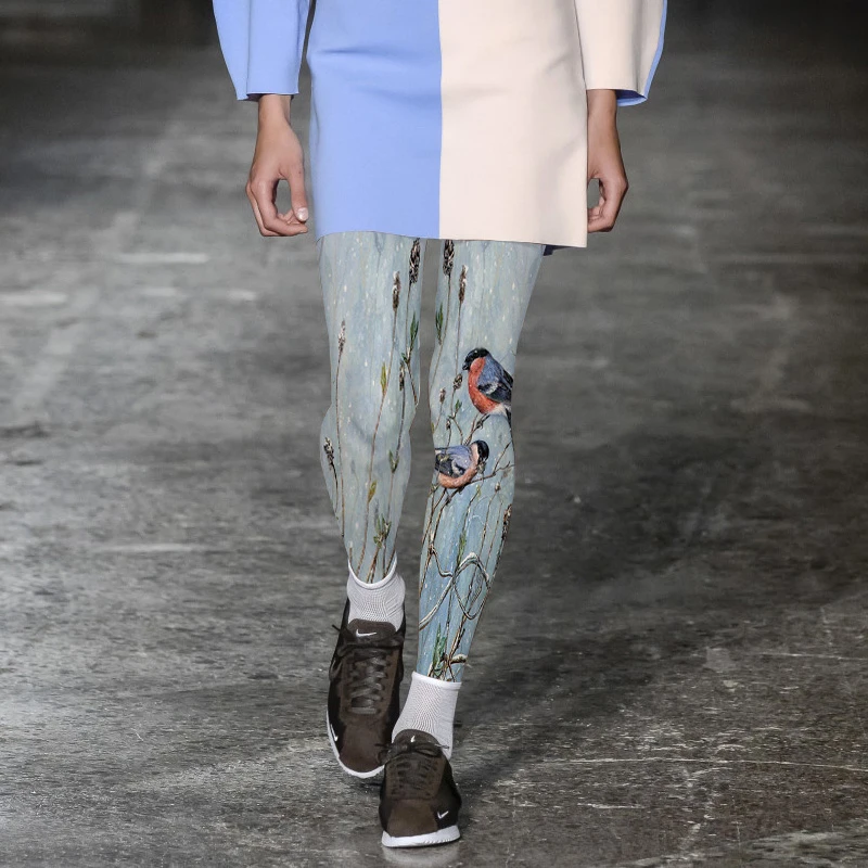 Колготки из хлопка с изображением птиц и ветвей|Колготки| |