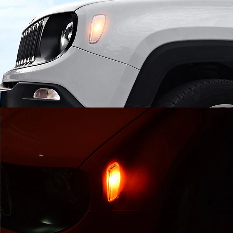 GTinthebox Smoked Lens Amber LED Lights Side Marker Turn Signal Lamps Update Kit For Jeep Renegade 2014-2018 2019 2 Pcs Pack | Автомобили