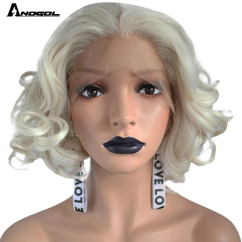 Anogol Высокая температура волокна глубокий перука перруке короткие тела волна