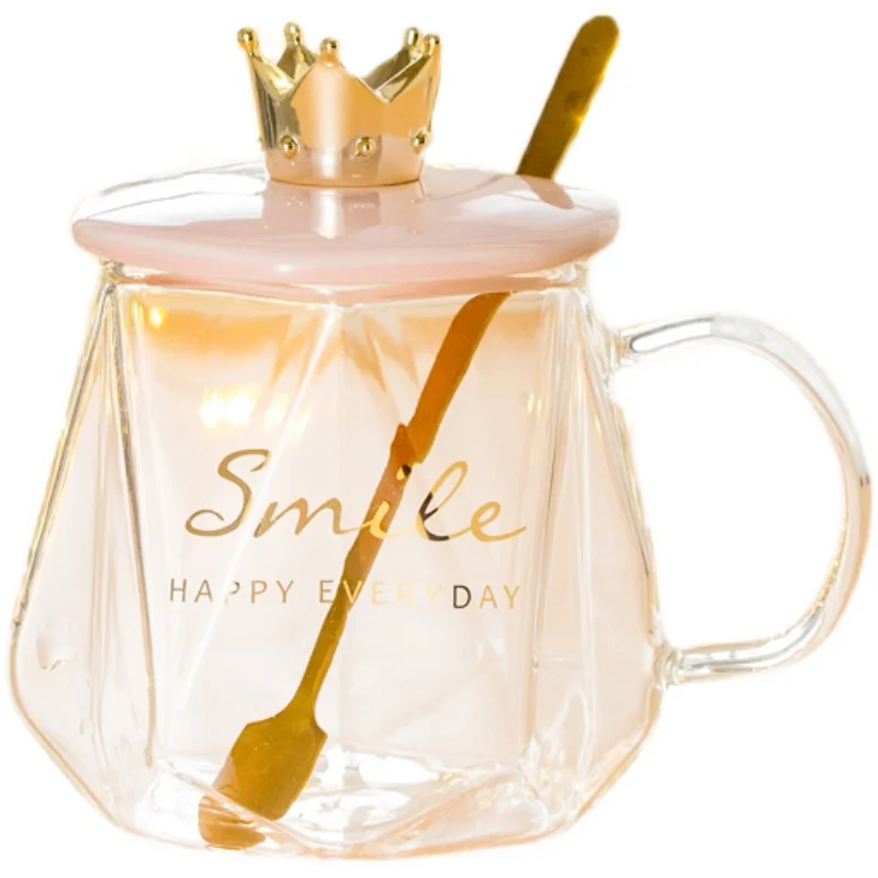 

pink Warmer heat resistant glass mug cup set kawaii cup espresso funny mugs Decoration reusable modern creative tazas cup EH50MU