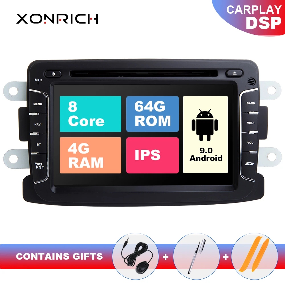 DSP 4GB 1 din android 9,0 автомобильный радио мультимедиа для Dacia Lodgy Logan, Duster Sandero Renault Captur/Lada/Xray DVD gps навигация