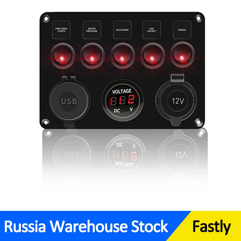 Горячая Распродажа 5 Gang переключатель панель для автомобиля морской лодки яхты