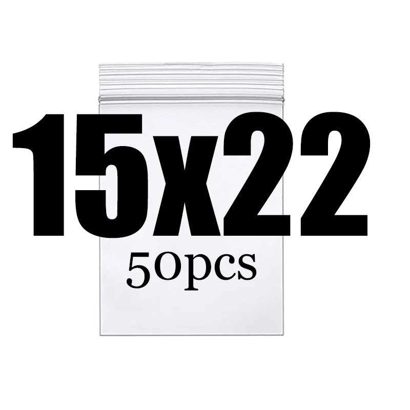 15x22CM 50PCS Высококлассные толстые прозрачные пакеты на молнии с застежкой-молнией, пищевая посылка, сумка для хранения, прозрачная пластиковая маленькая упаковочная полиэтиленовая сумка на молнии - Цвет: 15x22CM 50PCS