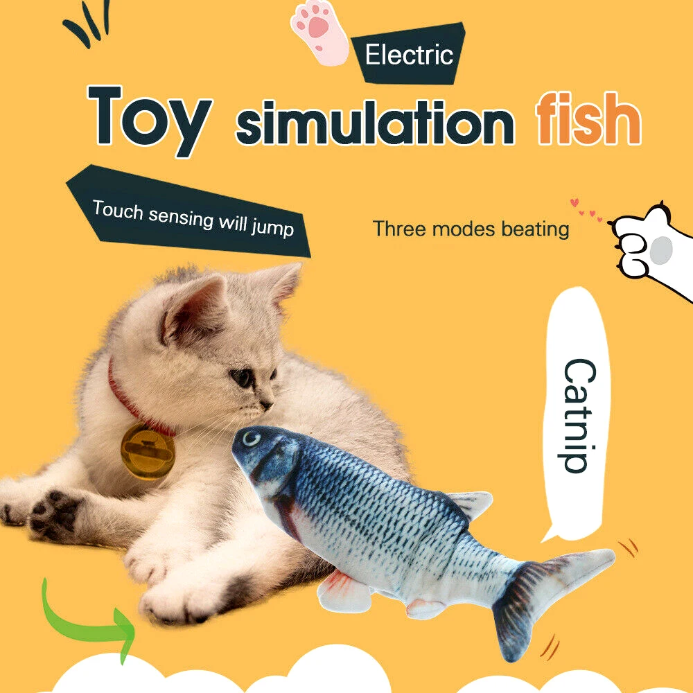 moving fish pet cat toy electric usb charging simulation dancing moving floppy fish cats toy for pet interactive dropshipping free global shipping