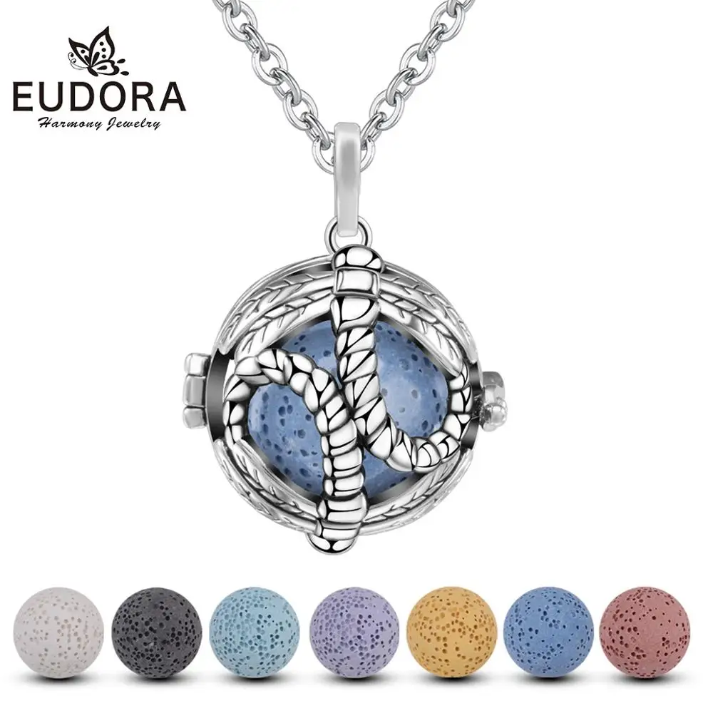 Юдора 2 Стрекоза клетка красочная вулканическая лава камень кулон ароматерапия