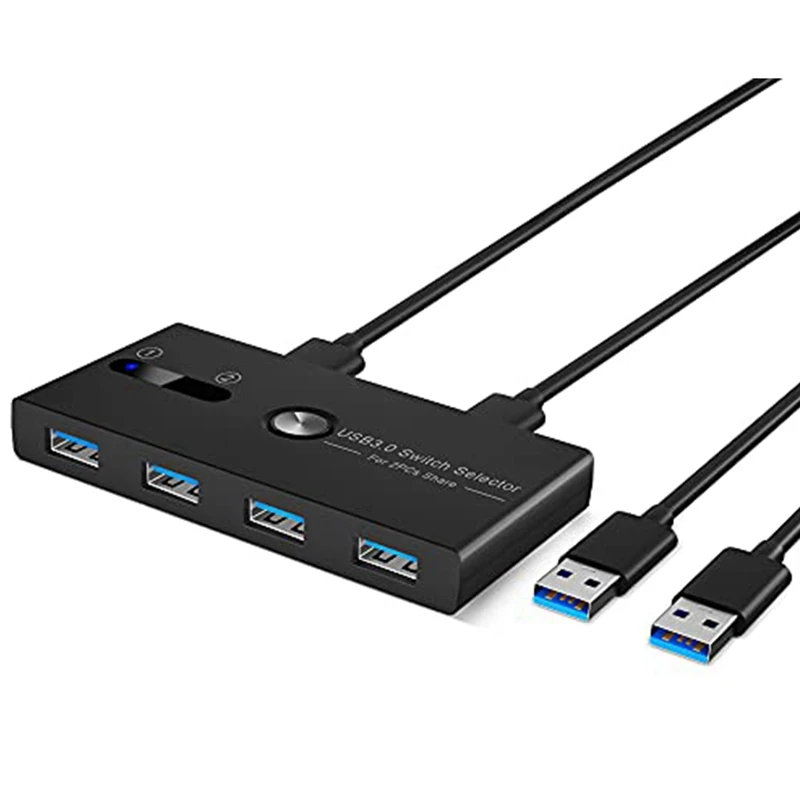 

USB3.0 переключатель 100 м/с USB переключатель селектор 4 порта для мыши, клавиатуры, принтера совместное использование 2 в 4 Out с кабелем для переда...