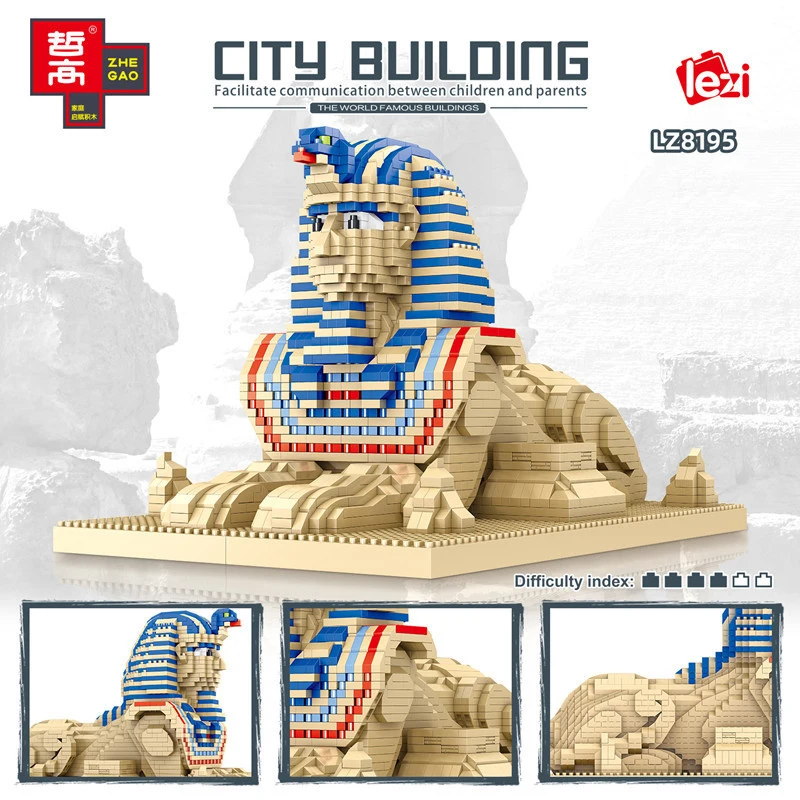 

World Attractions Egypt Sphinx 3D Architectural Model Brick DIY City Street View Miniature Diamond Building Block Assembly Toy