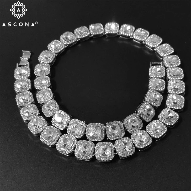 

Hip Hop Prong Set Big Size Solitaire Tennis Chain Necklace Men Women Iced Out Bling Crystal Luxury Hiphop Rock Rapper Jewelry