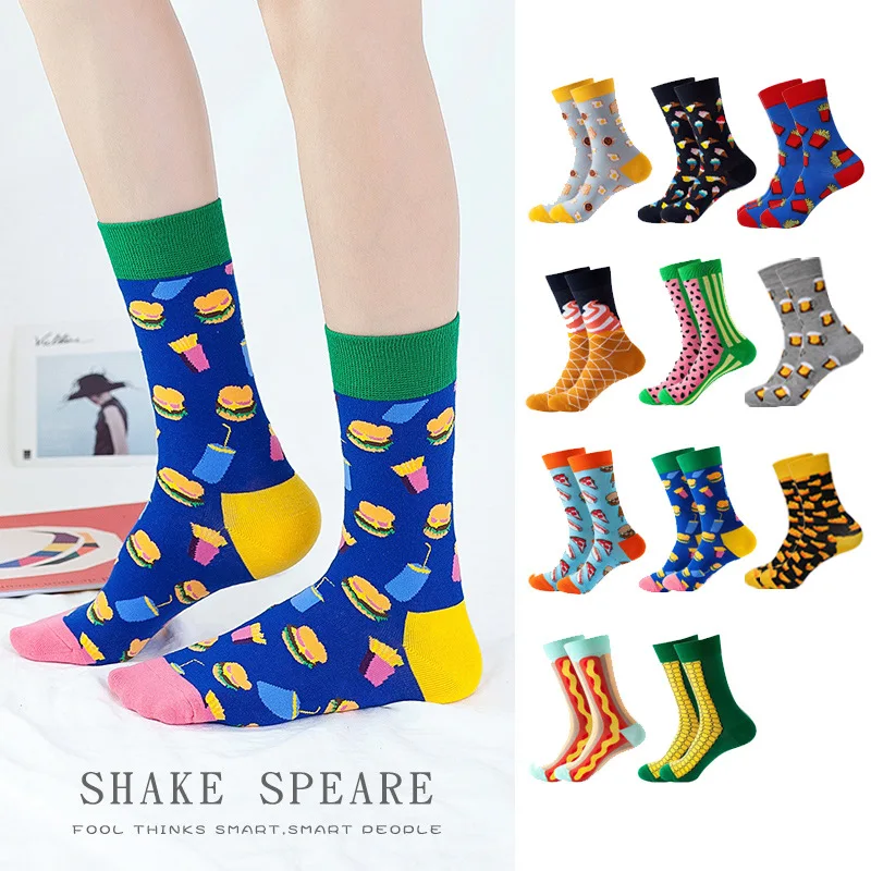 

1 Pair of Food Cotton Socks Fashion Autumn and Winter Mid Tube Socks Personality Trend Kawaii Lolita Cute Funny Socks For Women