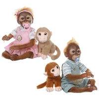 cute twins monkey toy reborn baby dolls lovely monkey soft silicone cotton body comfortable mohair realistic toys accompany