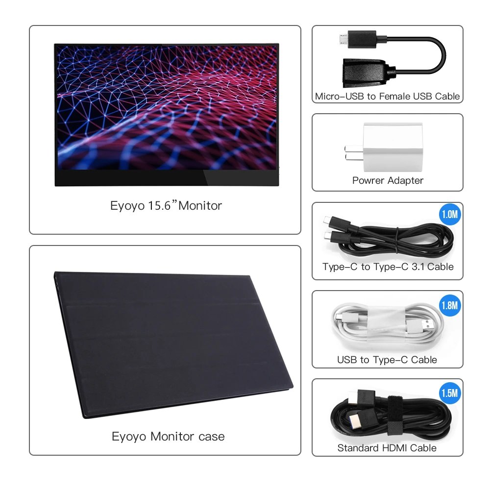 Eyoyo EM15F 15 6 &quotпортативный HDMI ЖК сенсорный экран игровой монитор IPS FHD 1920x1080 HDR Тип USB C