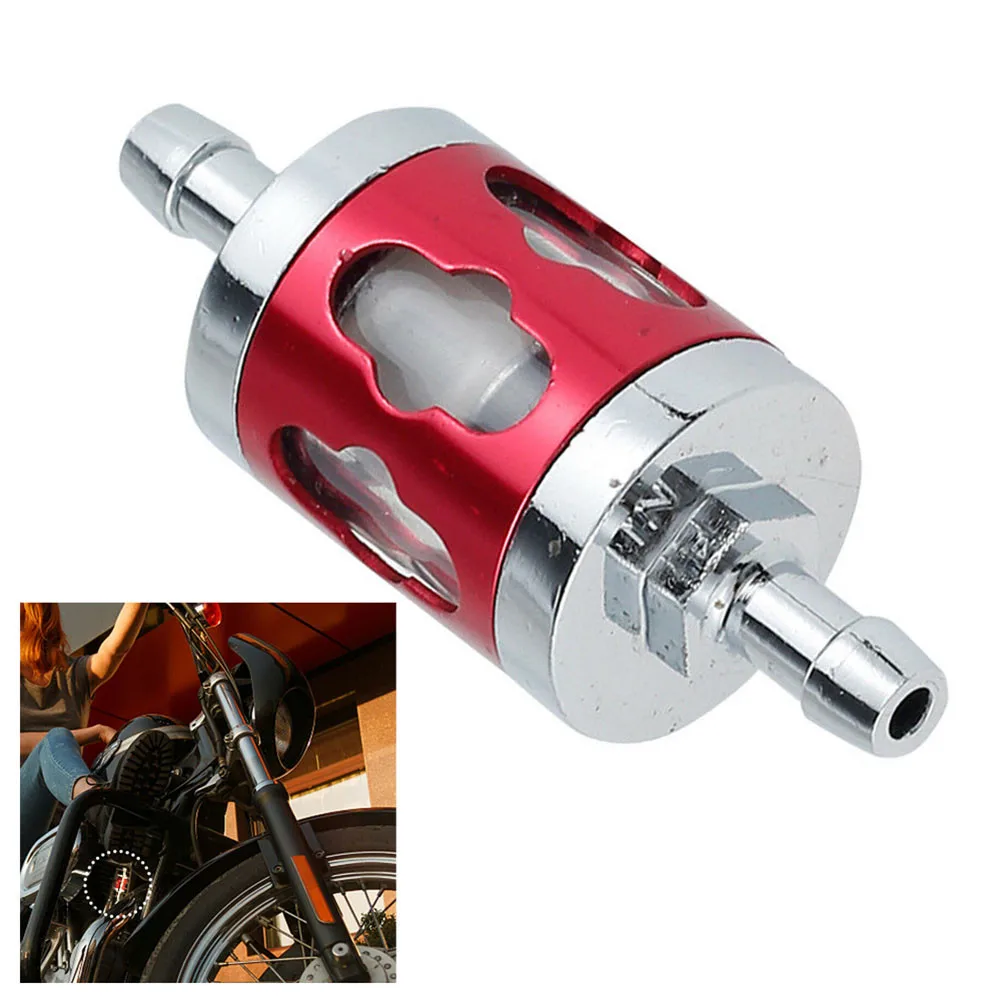 

1pc Universal Motorcycle Chrome Glass Inline Fuel Filter Gas Oil Diesel Washable Replacement Accessories For Suzuki Kawasaki