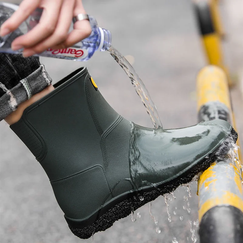 

Autumn Winter Man Rainboots Rubber Men Shoes Waterproof Slip on Rain Shoes Green Black Outdoor Boots Mens Designer Rain Boot
