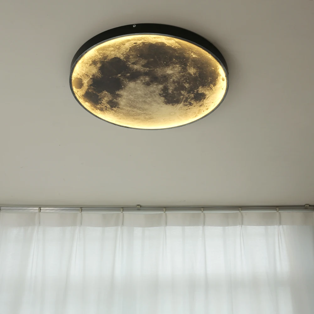 

Creative Moon PVC Led Ceiling Lights Living Room Round Mural Ceiling Lamps Art Decor Bedroom Bathroom Led Ceiling Light Dimmable