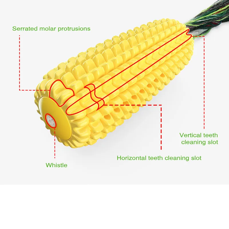 

2021 New Dog Molar Stick Puppy Toys Vocal Corn Bite Teeth Brush Labrador With Rope Pet Supply
