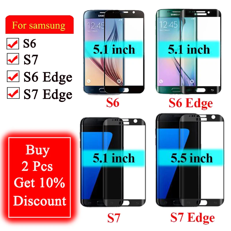 Защитное стекло для samsung galaxy S6 S7 Edge, защитная пленка для экрана из закаленного стекла samsyng S 6 7 tremp, защитная пленка
