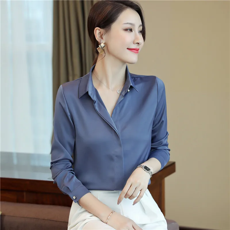 Женская блузка с длинным рукавом новая женская рубашка Классическая шифоновая