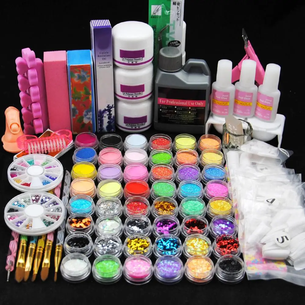 COSCELIA-Kit profesional para uñas acrílicas, conjunto de manicura con purpurina y polvo de cristal, líquido para decoración de uñas postizas