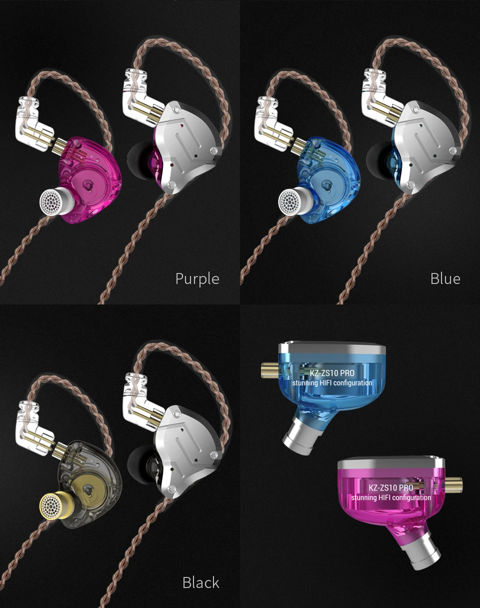 Плотным верхним ворсом KZ ZS10 Pro гарнитура 4BA+ 1DD Hybrid HIFI бас наушники в ухо мониторные наушники KZ ZS10 AS10 ZST ZSX C10 C16
