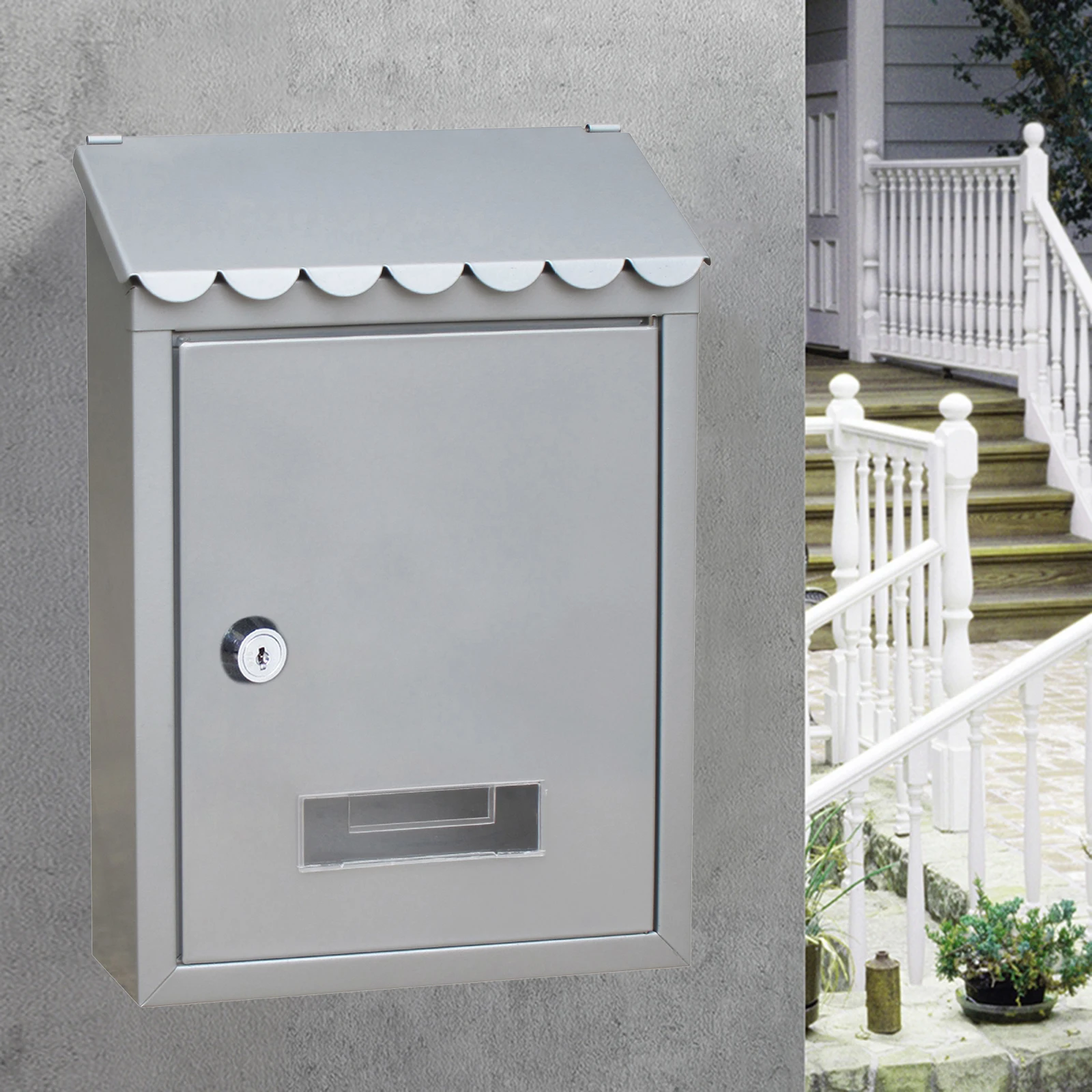 Outdoor Lockable Metal Mailboxes Wall Mounted Mail Box Bucket Post Letter Boxwith Key For Home Garden Decoration Garden Supplies images - 6