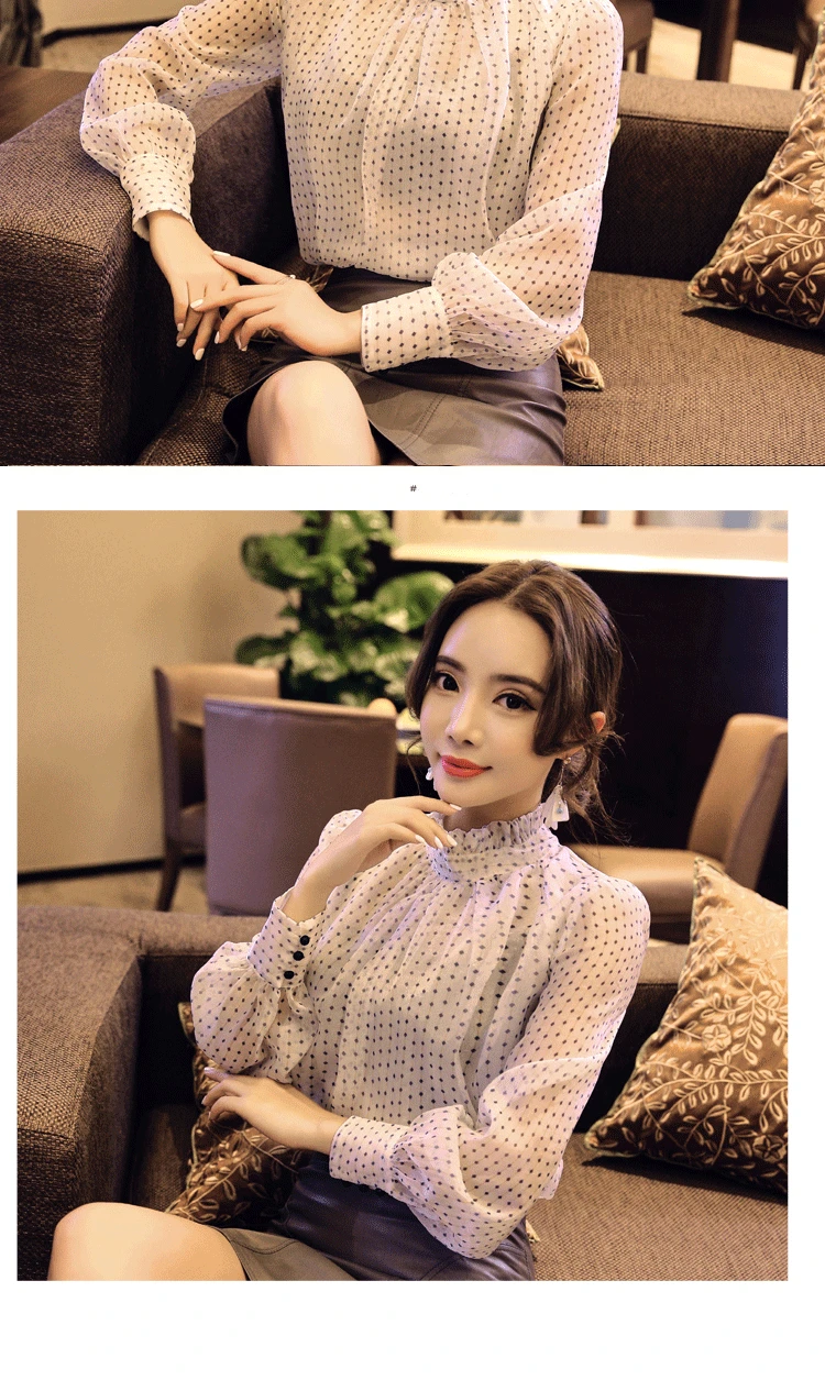 Women blouses 2019 spring and autumn new women's small shirt tops temperament lace bottoming |