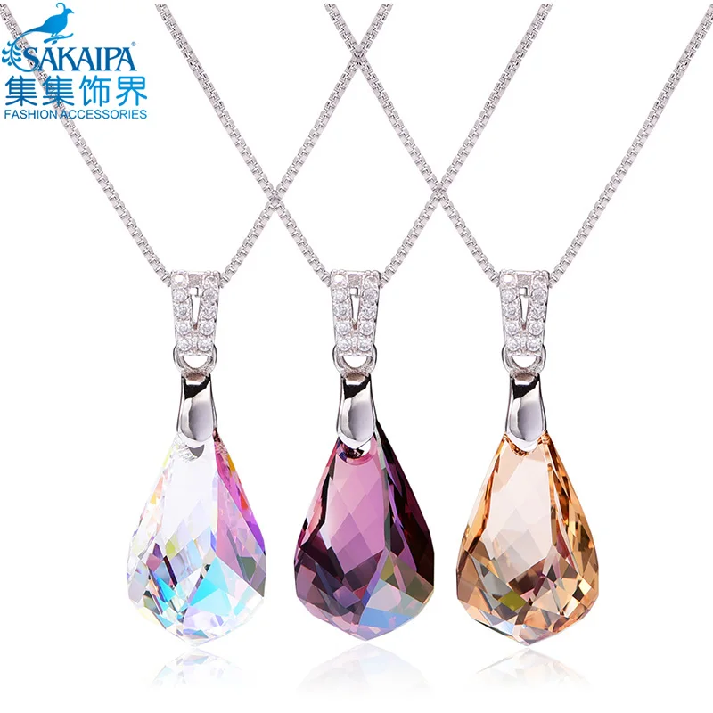 

Fantastic Dragon Water Drop Pendant Necklace Silver Color For Women Jewelry Austrian Crystal Necklace Birthday Gift