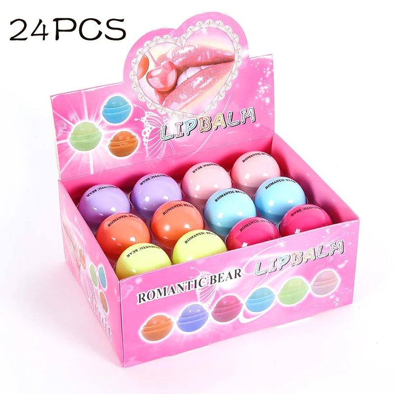 

24 шт./лот, романтический бальзам для губ с медвежонком, фруктовый аромат, детский влажный бальзам для губ, милый бальзам для губ, натуральный растительный питательный увлажняющий крем