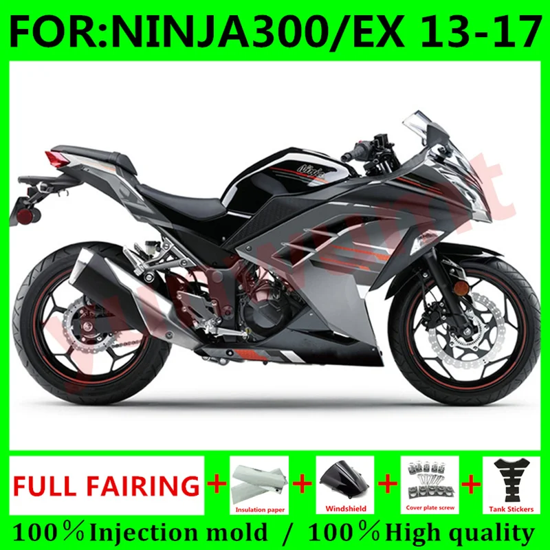 

Motorcycle ABS Injection Mold 100％ fairings Kit fit For Kawasaki NINJA300 Ninja EX 300 12 13 14 15 16 17 Fairing set grey black