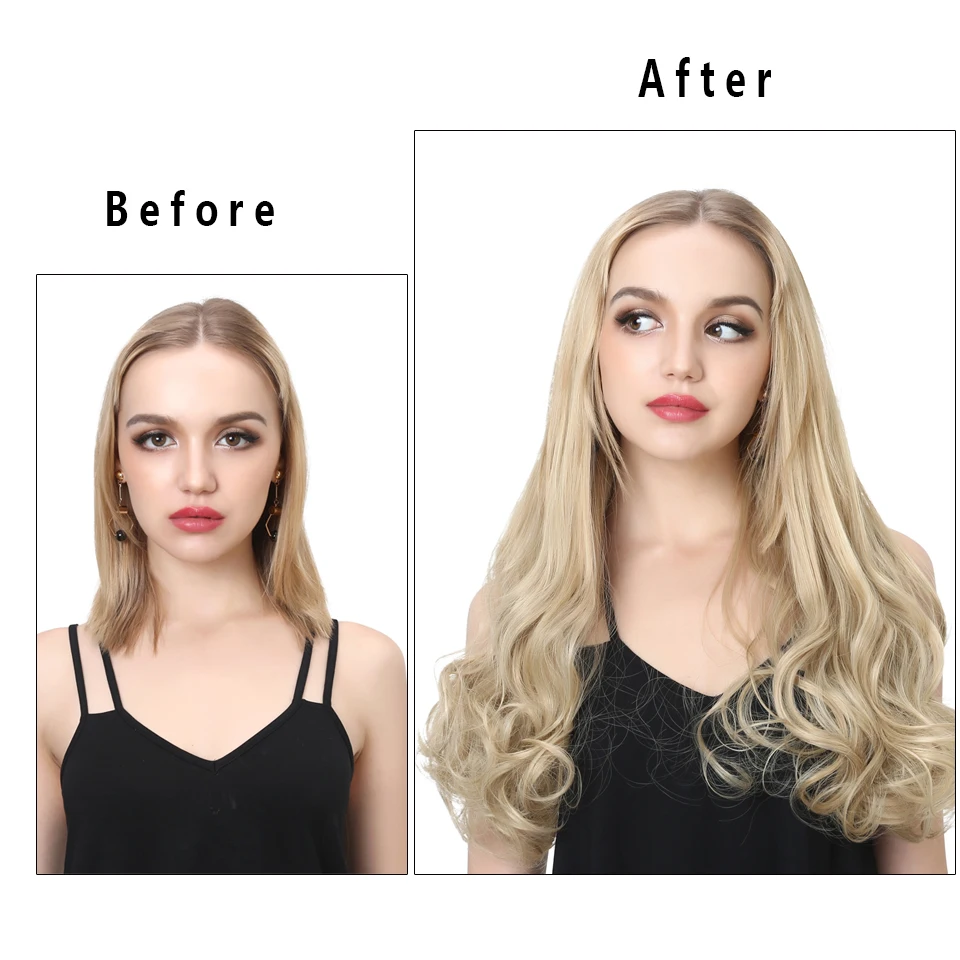 Полупарик Синтетический на клипсе в U-образной части 3/4 длинные вьющиеся 24 дюйма