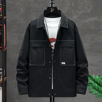 japanese retro stitching denim shirt jacket male 2021 spring and autumn youth casual lapel jacket large size tooling jacket